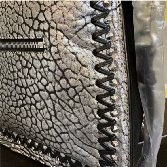 orYANY Silver/Black Embossed Leather Suede Crossbody/Shoulder Bag NWT & Dustbag - Picture 8 of 9